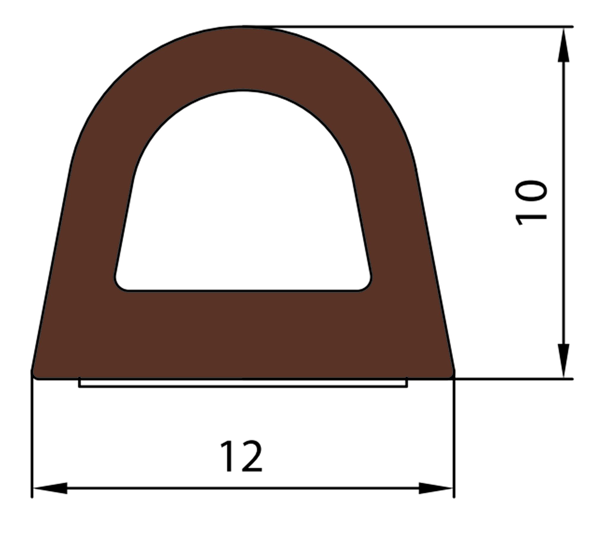 Uszczelki samoprzylepne do okien D 12x10mm BRĄZOWE Kod producenta SD-54 BRĄZOWA