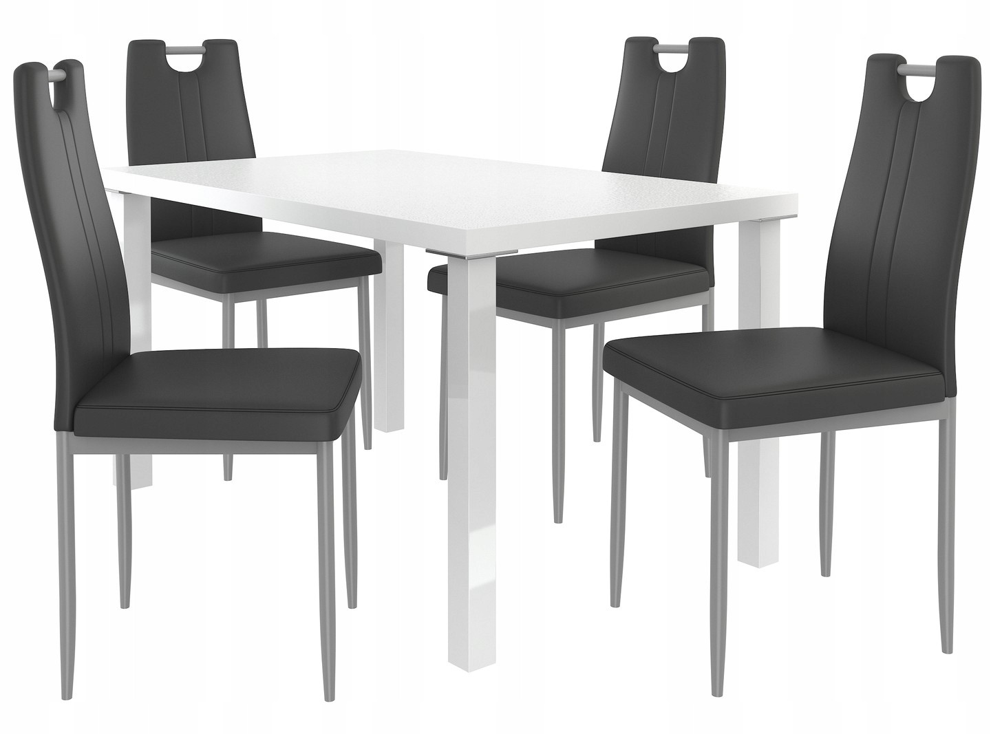 Nastaviť jedálenský stôl so 4 stoličkami, nohy, LEŠTENÝ HLINÍK