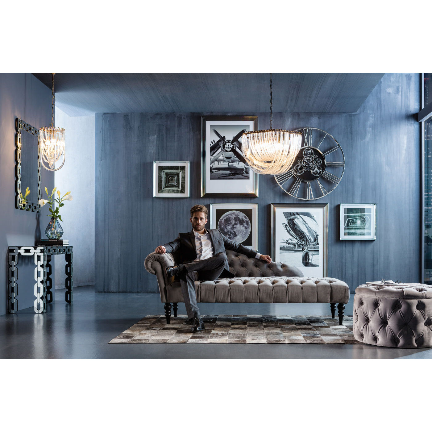 PLANETA DESIGN STOŁEK PUF taboret FUTRZAK włochaty Głębokość mebla 33 cm