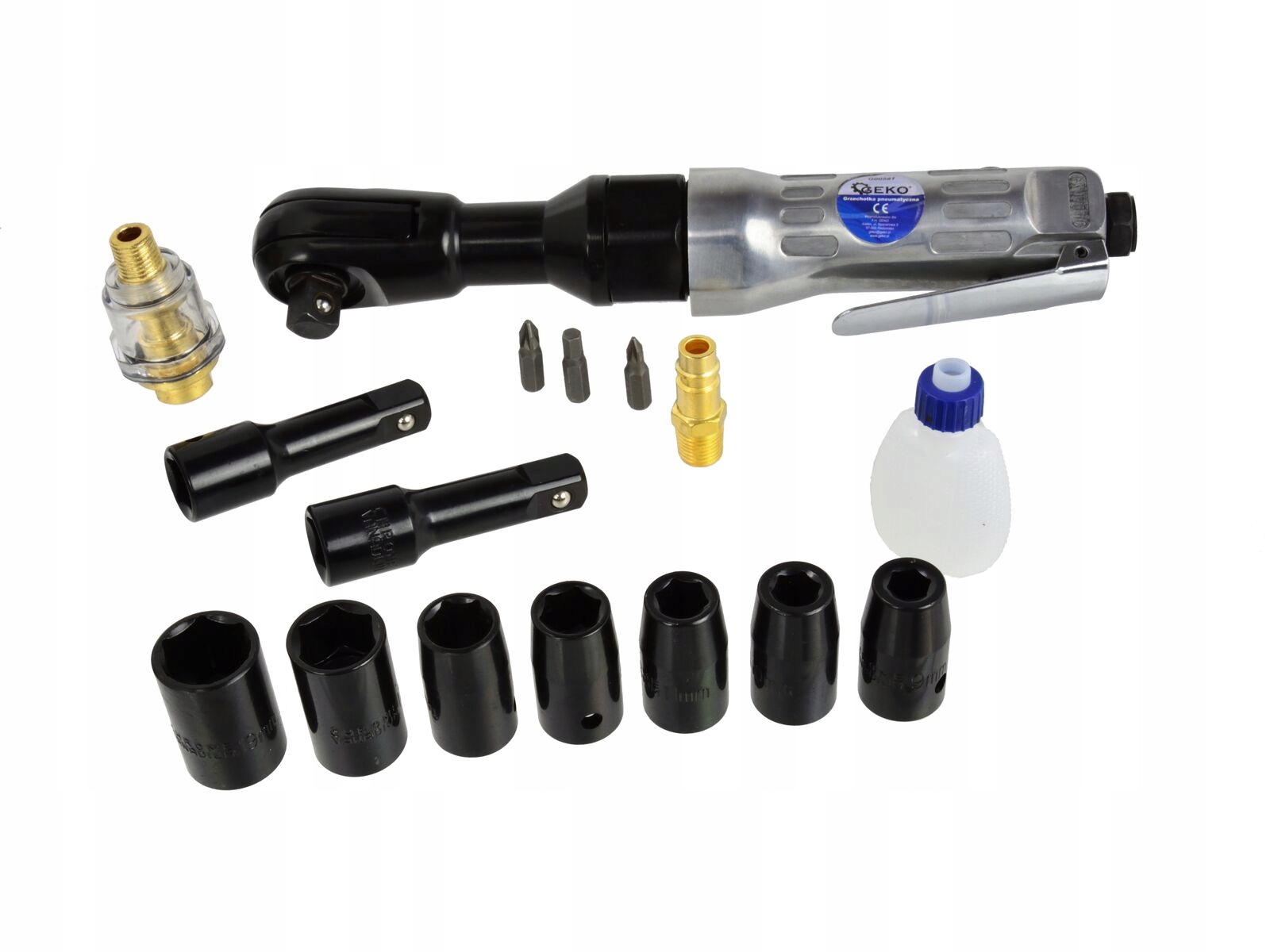 Grzechotka pneumatyczna + nasadki 16el.