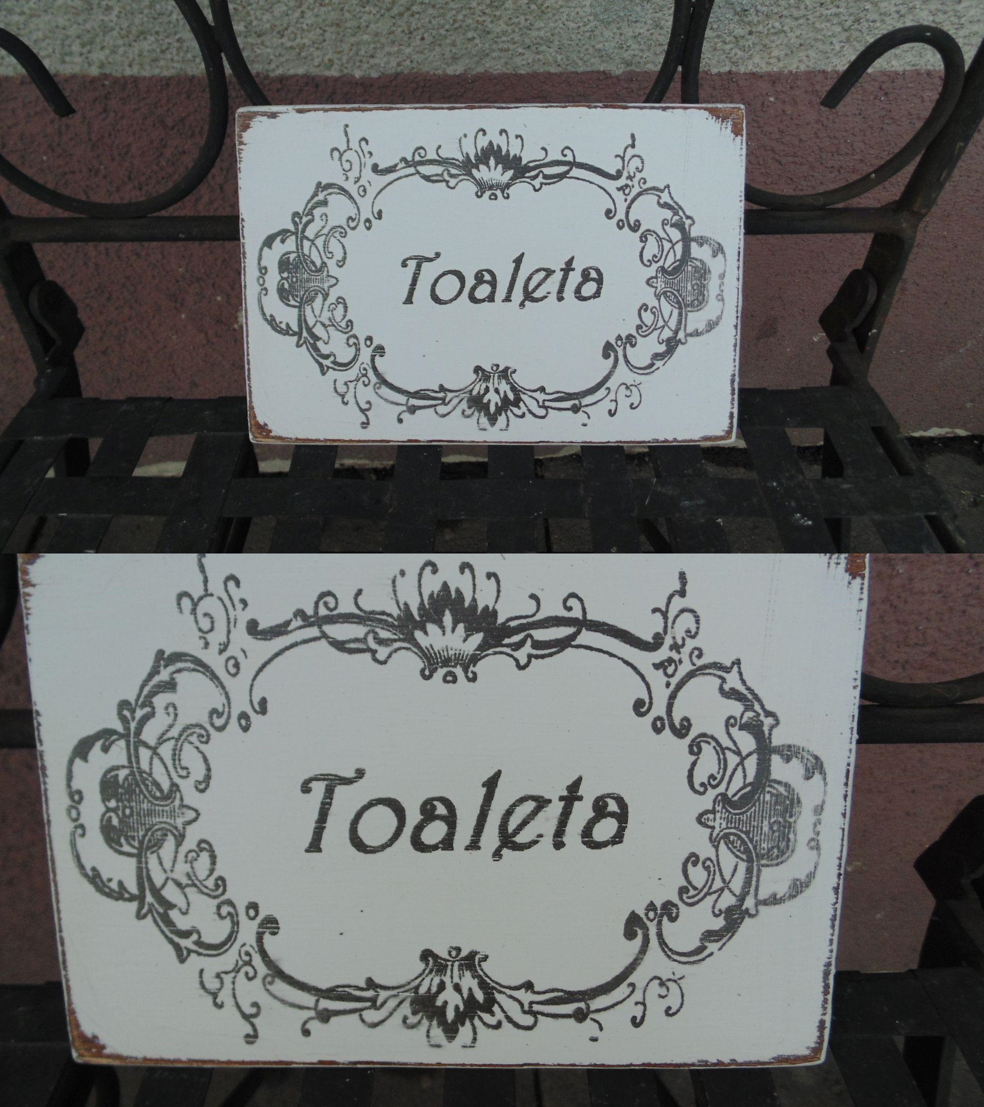 DREWNIANA TABLICZKA , TOALETA, SHABBY RETRO Marka Inna