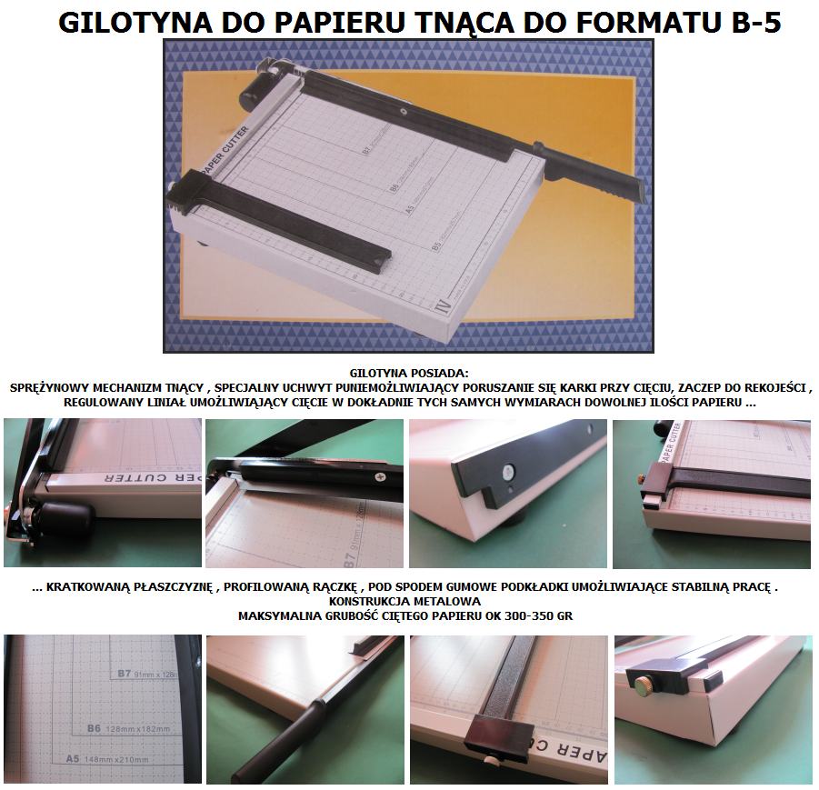 GILOTYNA DO PAPIERU wielkość B-5 Typ gilotyna