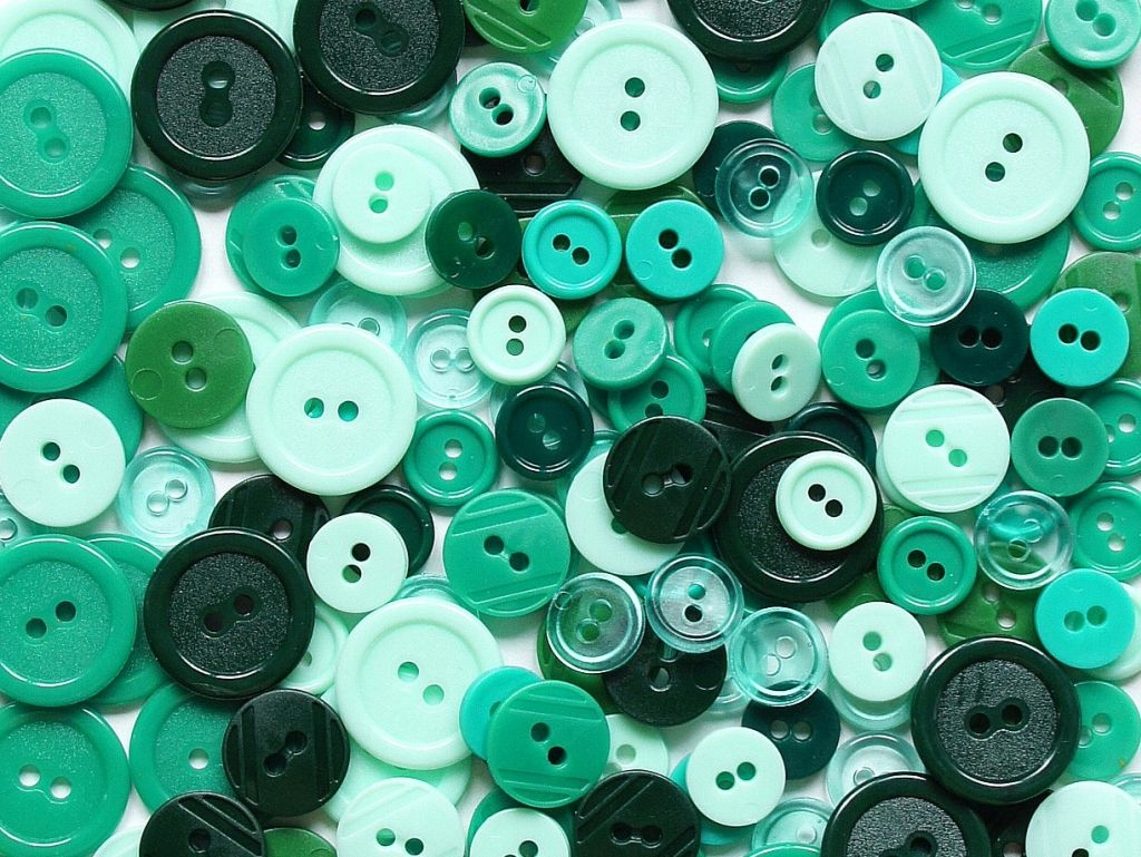 Guziki Plastikowe Zielone- 3 wielkości-200szt
