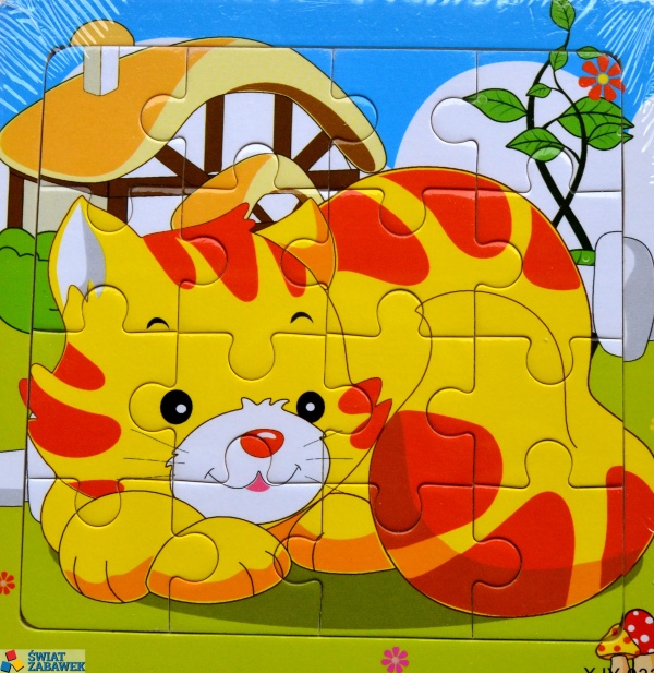 

Edukacyjne Puzzle Drewniane 16 elementów Kotek