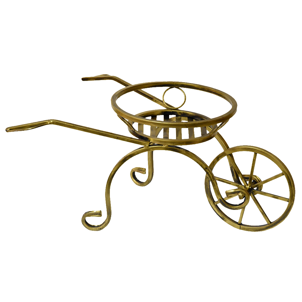 Květinový záhon metaloplastika na jeden květ kolečko zlatý podnos stojan na květiny