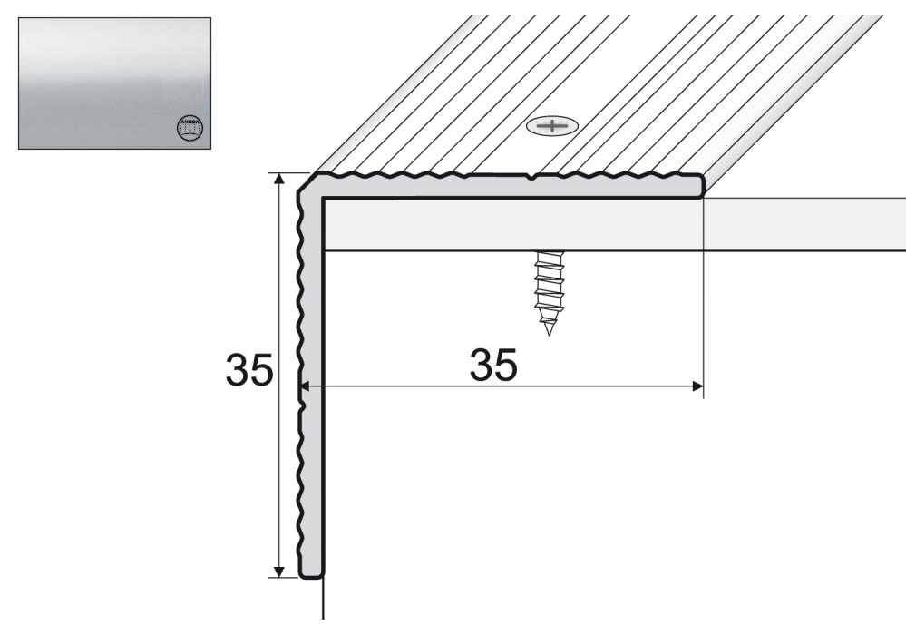 

Kątownik aluminiowy A34, 120cm Srebro 35x35mm