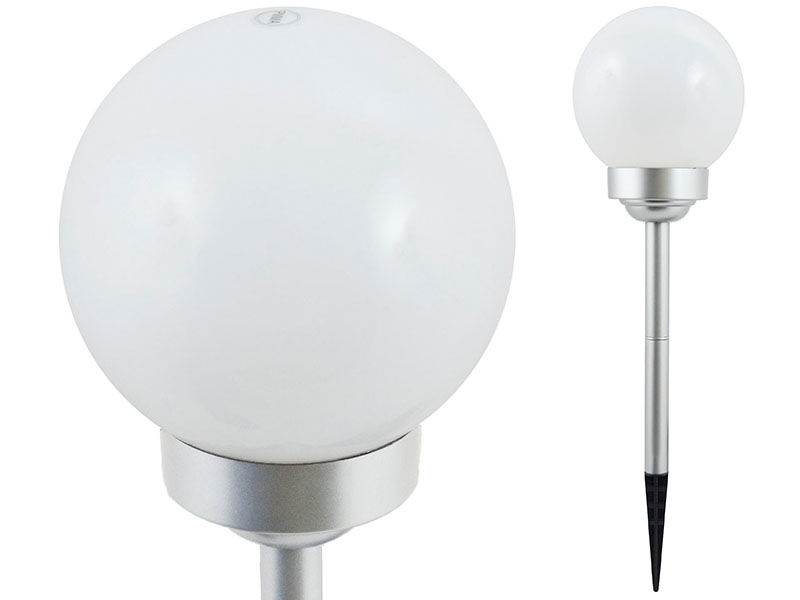 

lampa solarna mleczna Biała Kula 15cm 4 Led P-015