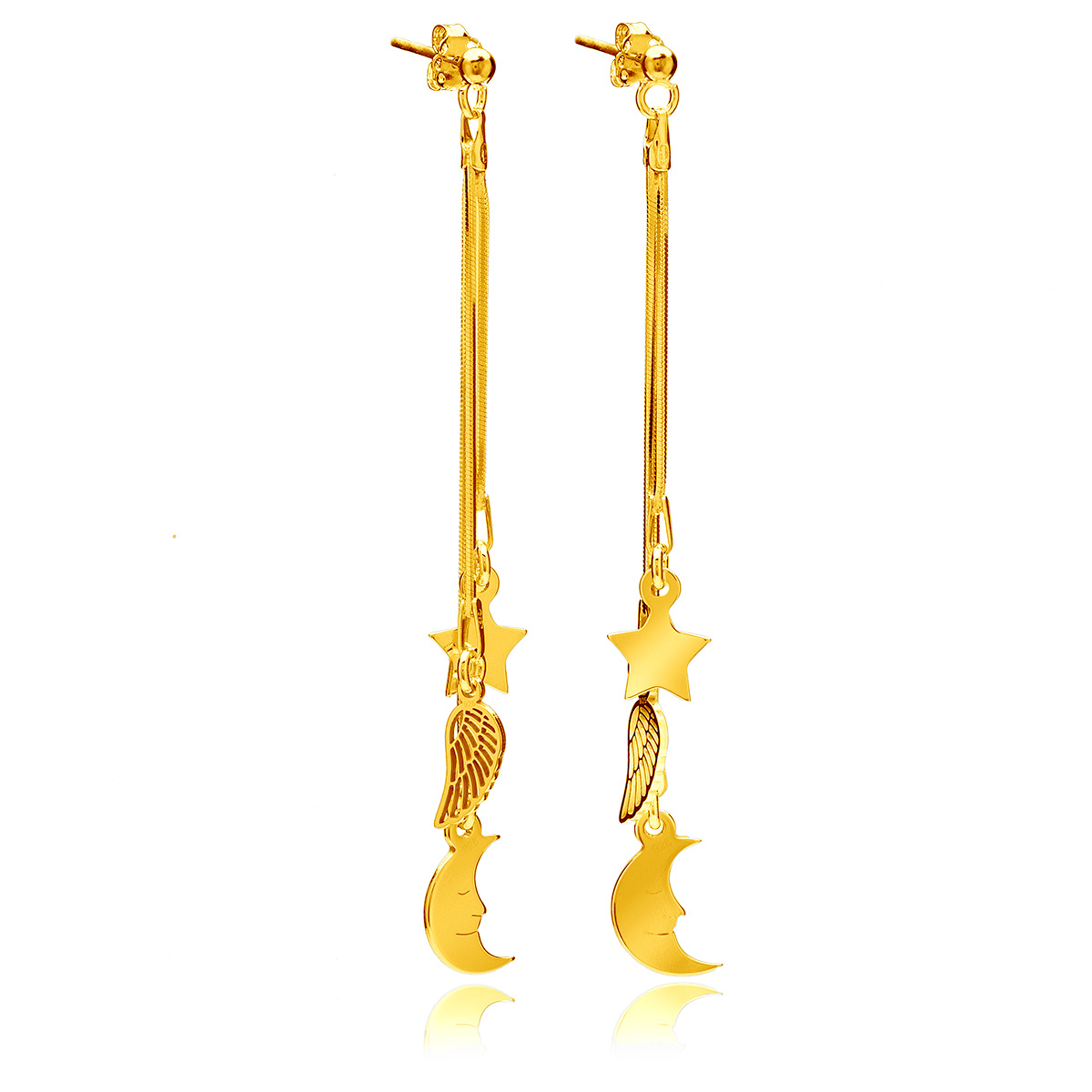 Náušnice hvězdička měsíc stříbrné pozlacené