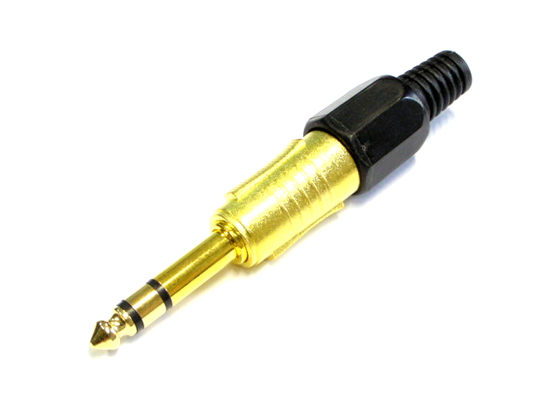 

Wtyk duży Jack 6,3mm Stereo na kabel złoty Fvat