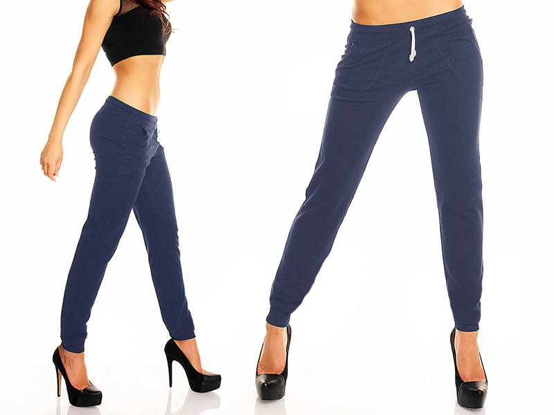 

Spodnie Dresowe dresy fitness kieszenie Granat L