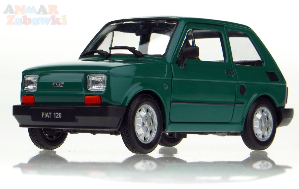 FIAT 126 p MODEL METALOWY WELLY 1:21 MALUCH ZIELON Wysokość produktu 6.5 cm