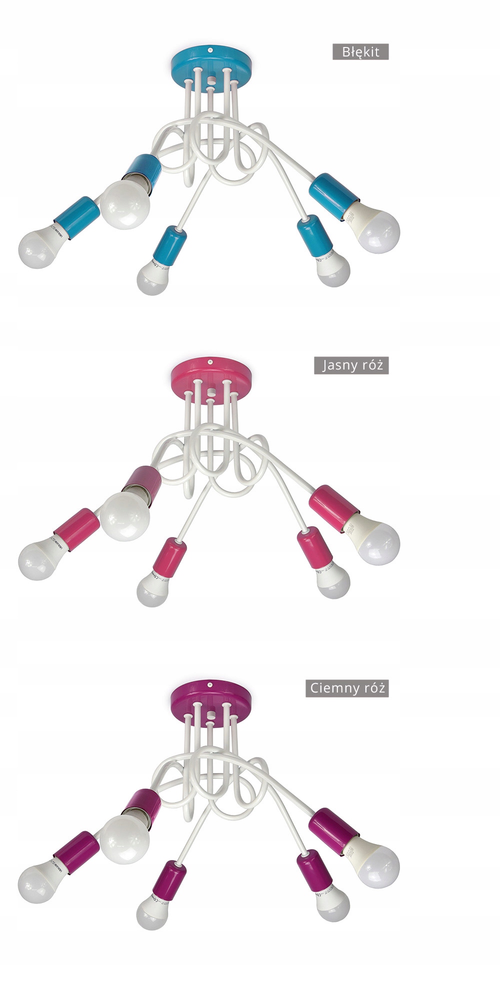 LAMPA SUFITOWA PLAFONIERA DLA DZIECI 261-5 Kolory Marka Luxolar