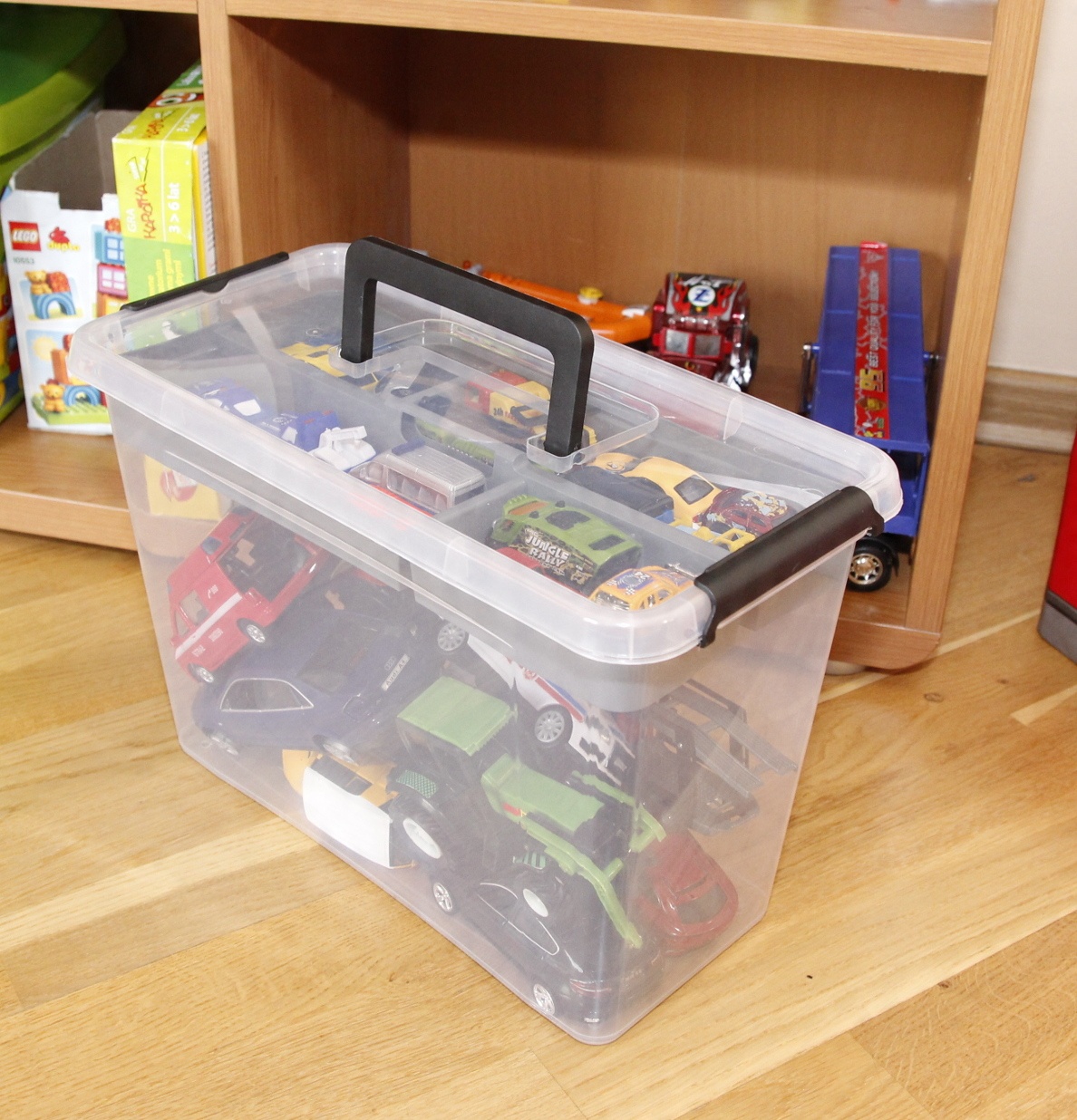 POJEMNIK PUDEŁKO NA KLOCKI LEGO 8l + ORGANIZER WKŁAD NA DROBIAZGI Szerokość mebla 20 cm
