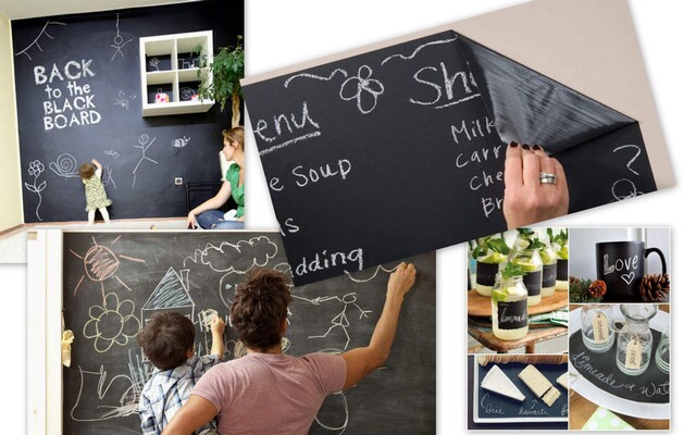 TABLICA SAMOPRZYLEPNA NA ŚCIANĘ LUB DRZWI + KREDA Marka inna