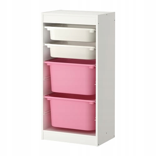 ИКЕА ТРОФАСТ Комбинация для хранения с ящиками, белый, розовый
