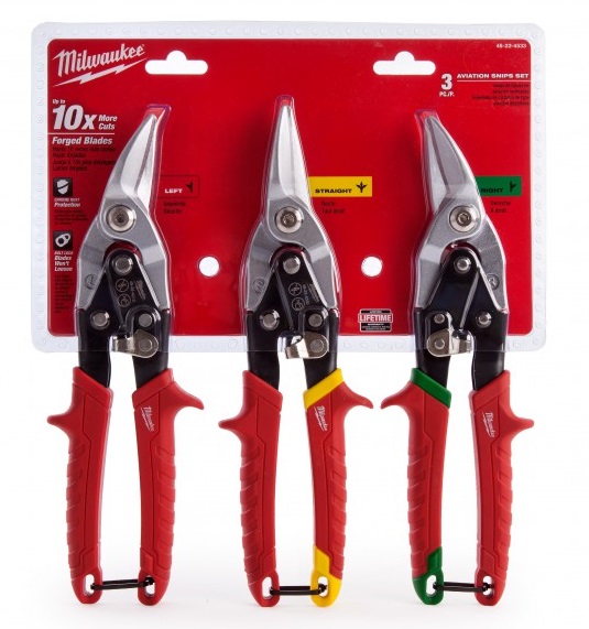 

Milwaukee Zestaw nożyc do blachy 260mm prawe lewe