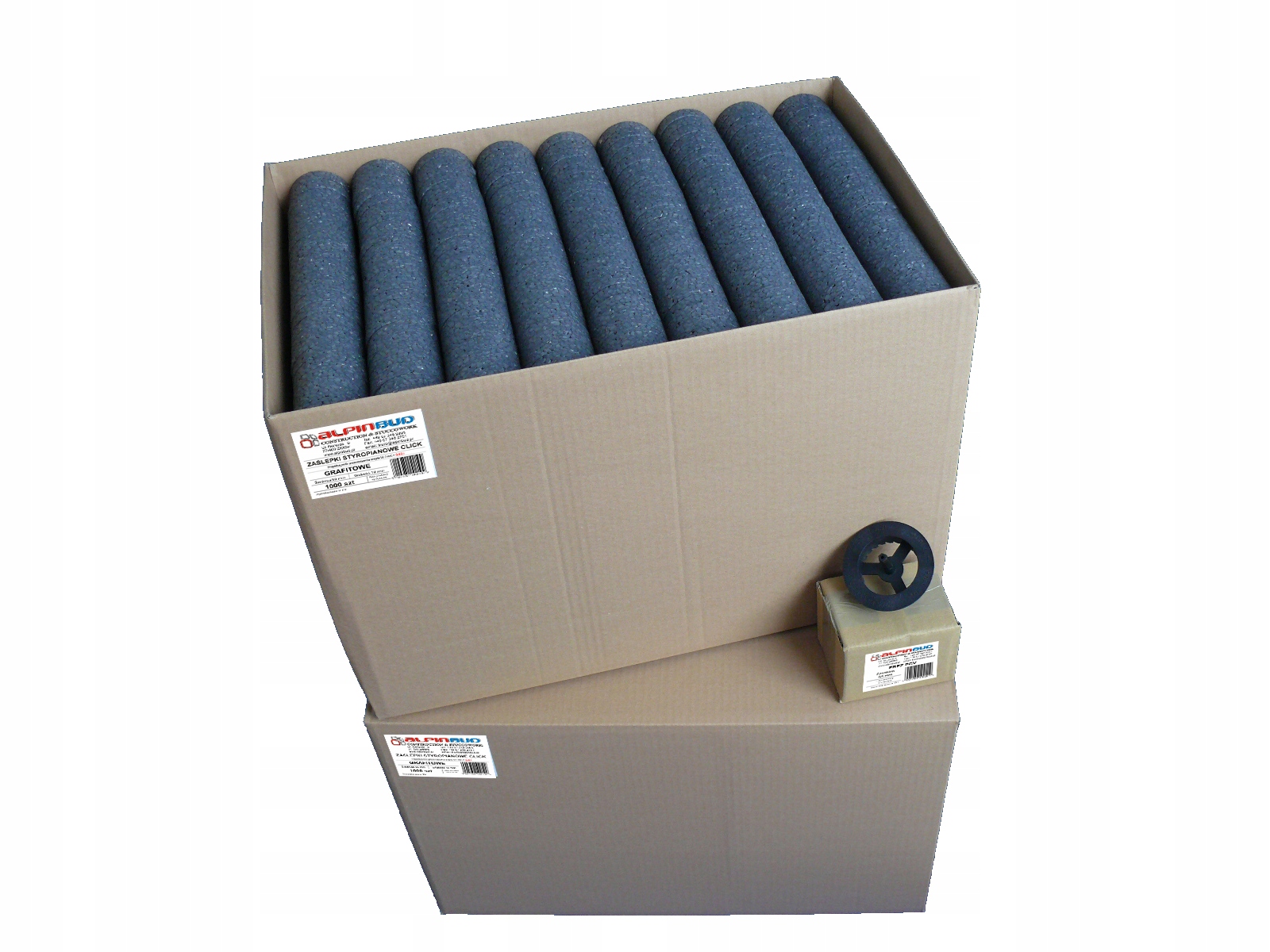 Polystyrenové krytky grafitové Zátky 65 mm 1000 ks Fréza Bonus