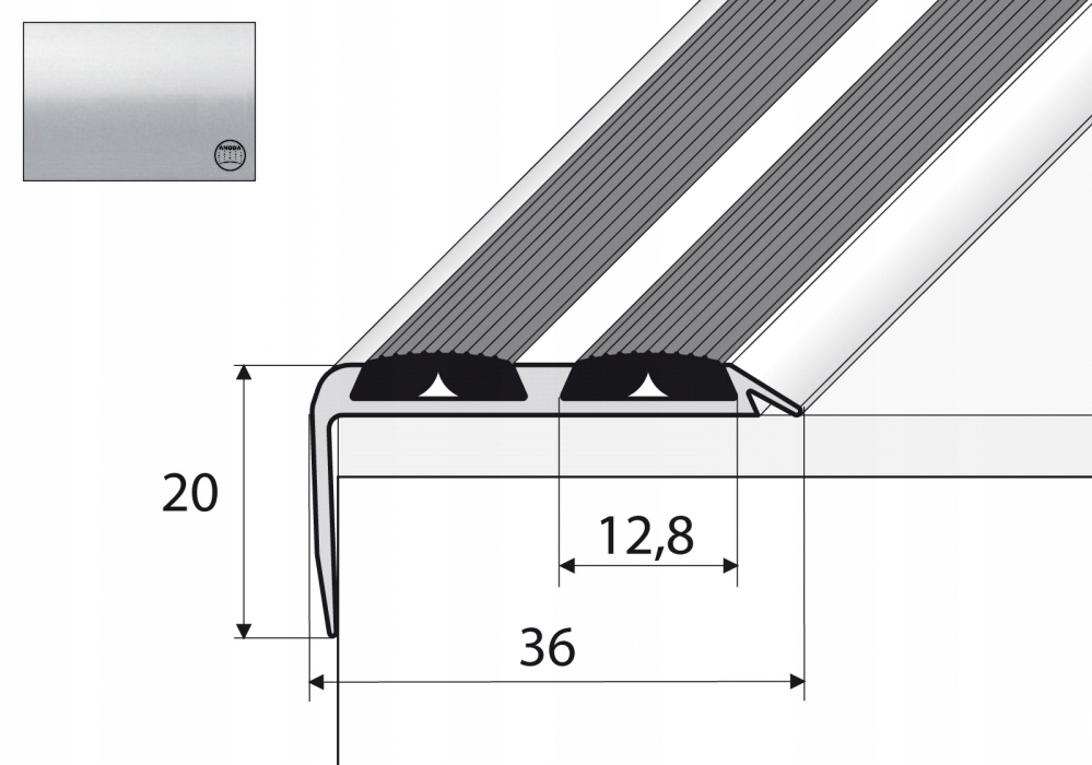 

A37N Listwa schodowa antypoślizgowa 120cm Srebro