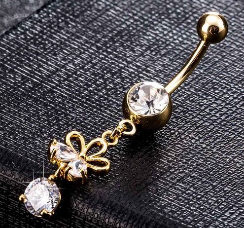 ZŁOTY KOLCZYK DO PĘPKA KWIAT 3 kolory P95 Marka Inna marka