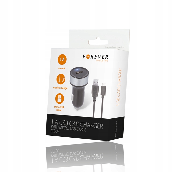 

Ładowarka samochodowa Forever Usb 1 A + micro Usb