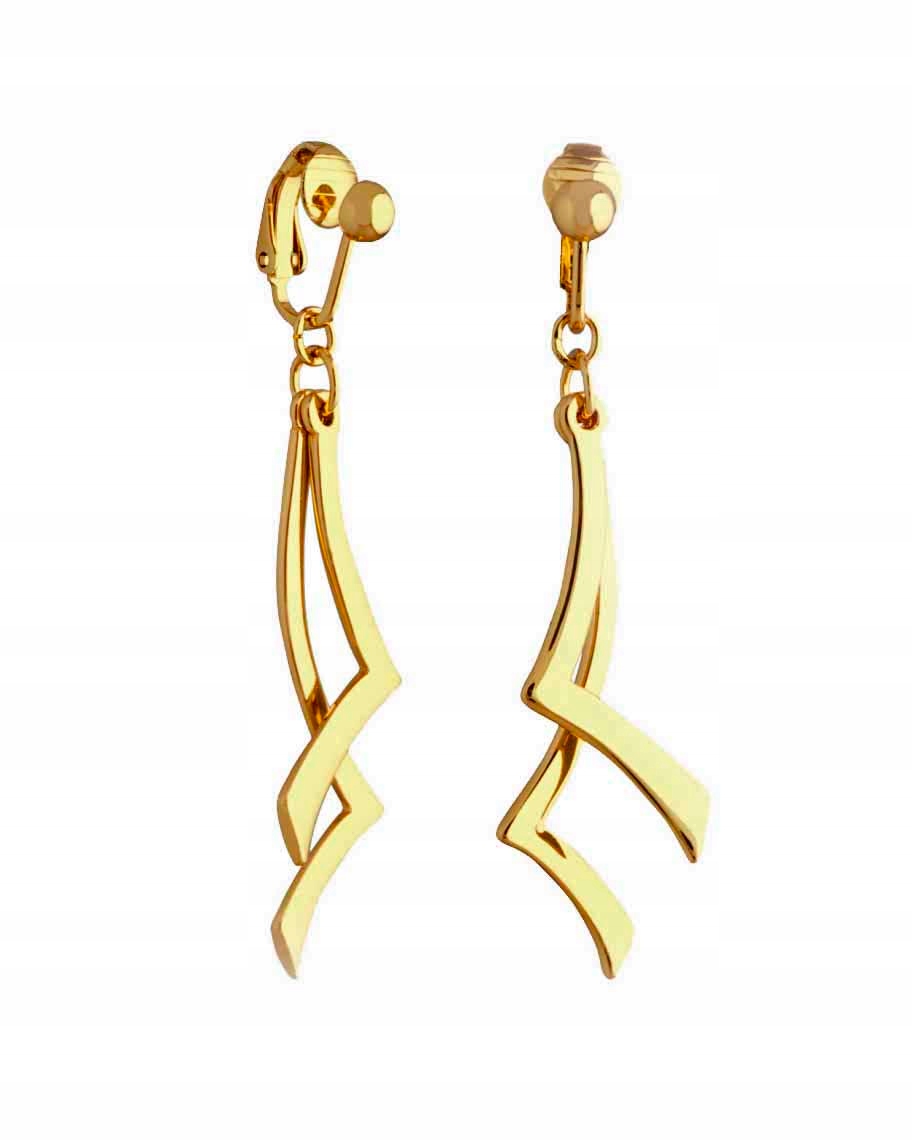 Długie klipsy srebrne złote COLIBRA lekkie ażurowe