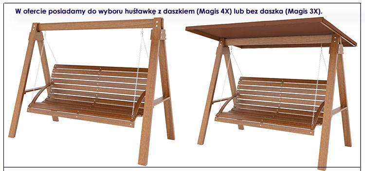 HUŚTAWKA OGRODOWA DREWNIANA Z DASZKIEM ==== 160 CM Szerokość siedziska 50 cm
