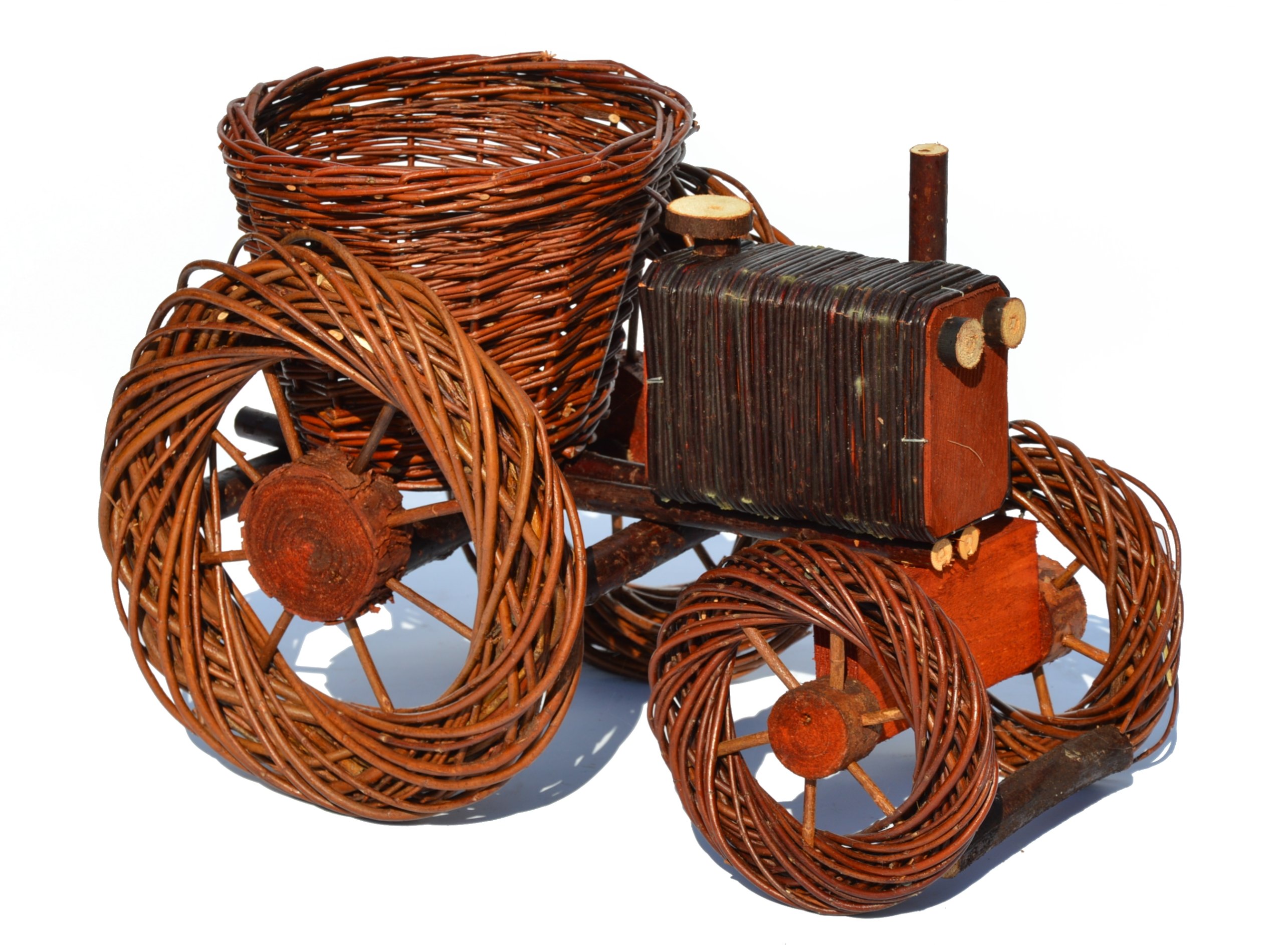 Květinový záhon Traktor Zahradní ozdoba Proutí Lakier