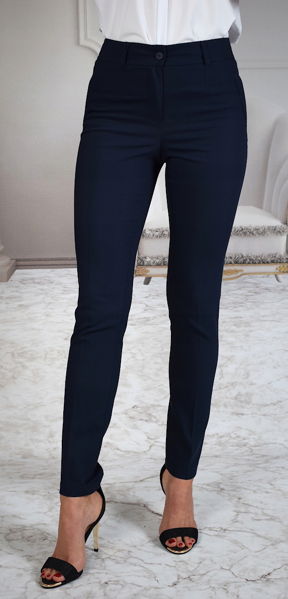 ELEGANCKIE SPODNIE CYGARETKI SIGMA GRANATOWE DŁUGI Marka inna