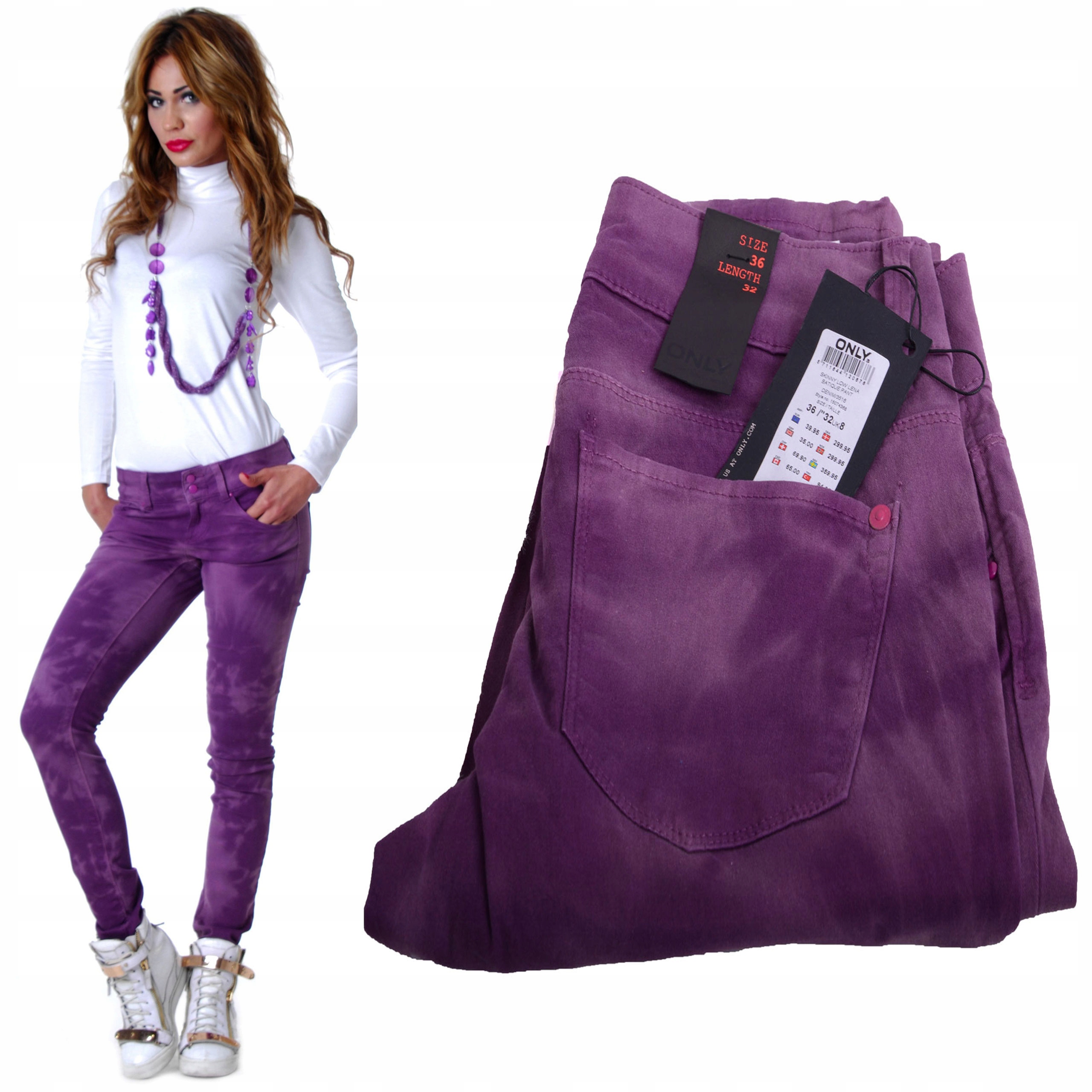 

Markowe Only Jeansy Fiolet Czerwone Cieniowane 318