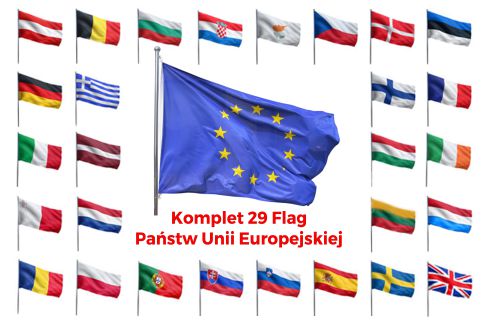 Komplet flag Unii Europejskiej 100x60cm Flagi EU