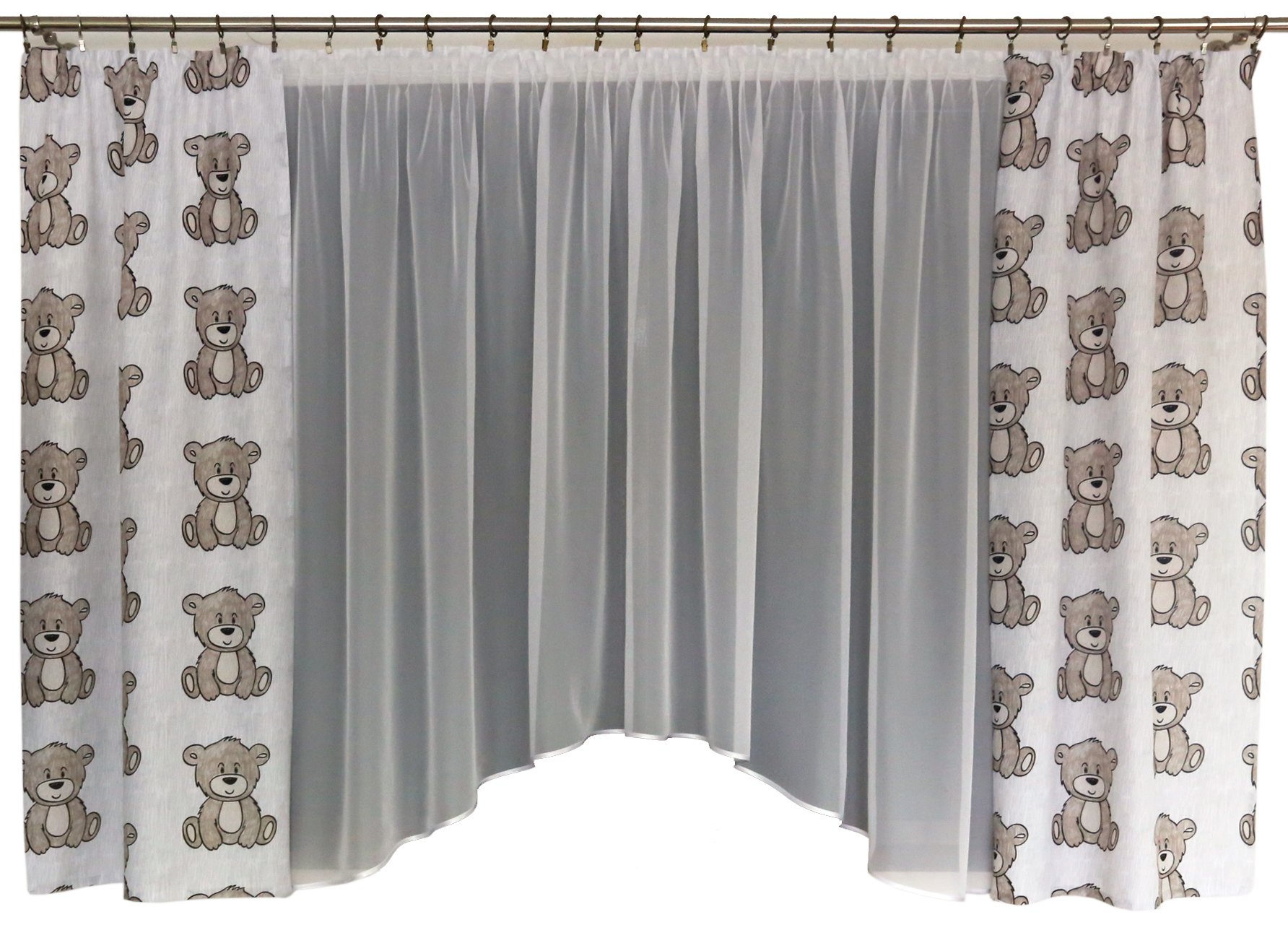 МГ КОМПЛЕКТ ШТОРНЫЙ ВУАЛЬ +ШТОРЫ ПЛЮШЕВЫЕ МИШКИ БЕЖЕВЫЙ