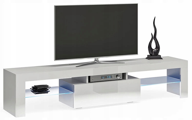 LAKIEROWANA DUŻA SZAFKA RTV Z OŚWIETLENIEM 160 CM Kolekcja Elior