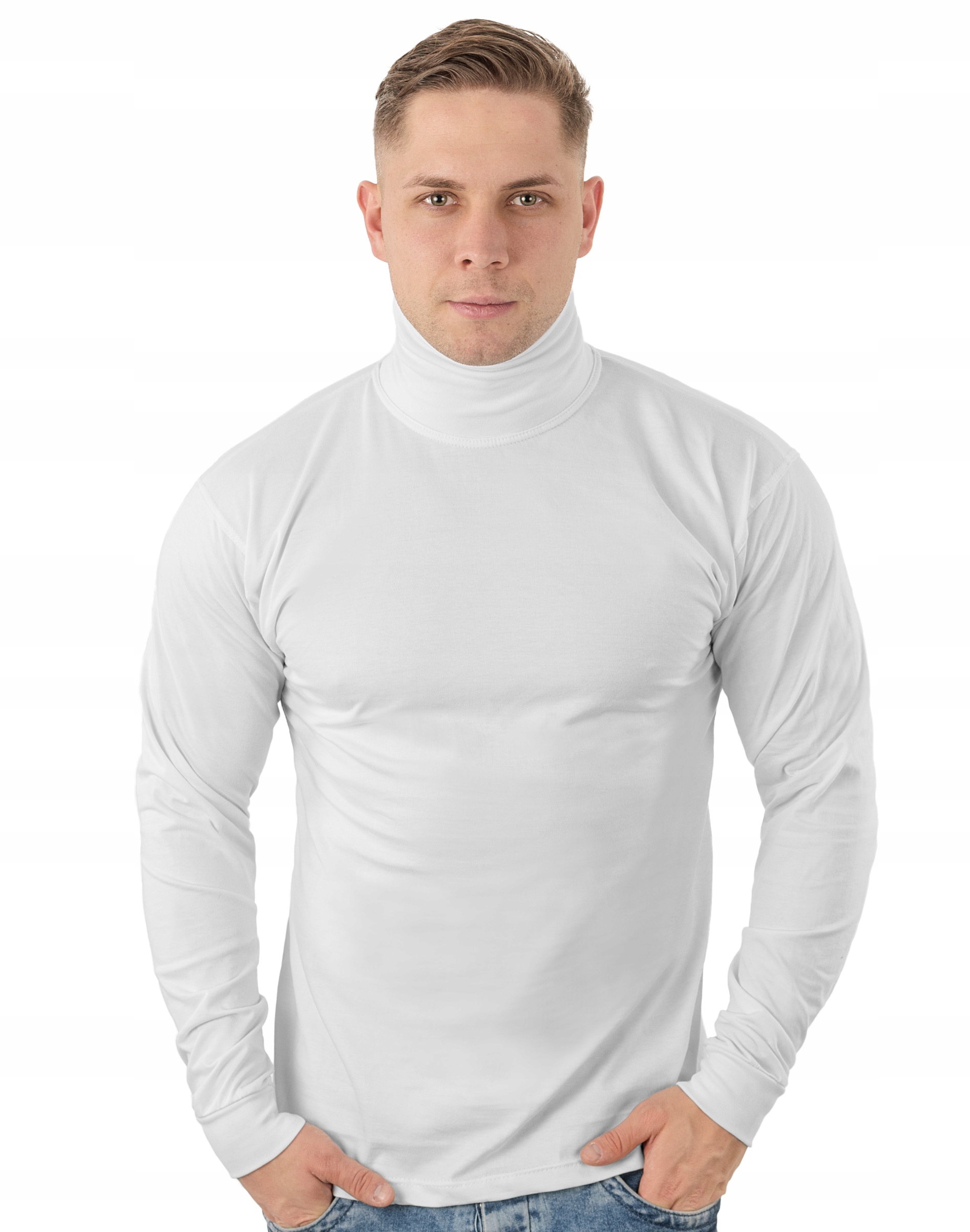 Elegancki Sweter Golf Męski Golfy WXM r 6XL biały