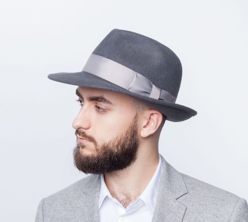 

Kapelusz męski fedora Bogart podszewka popiel 57