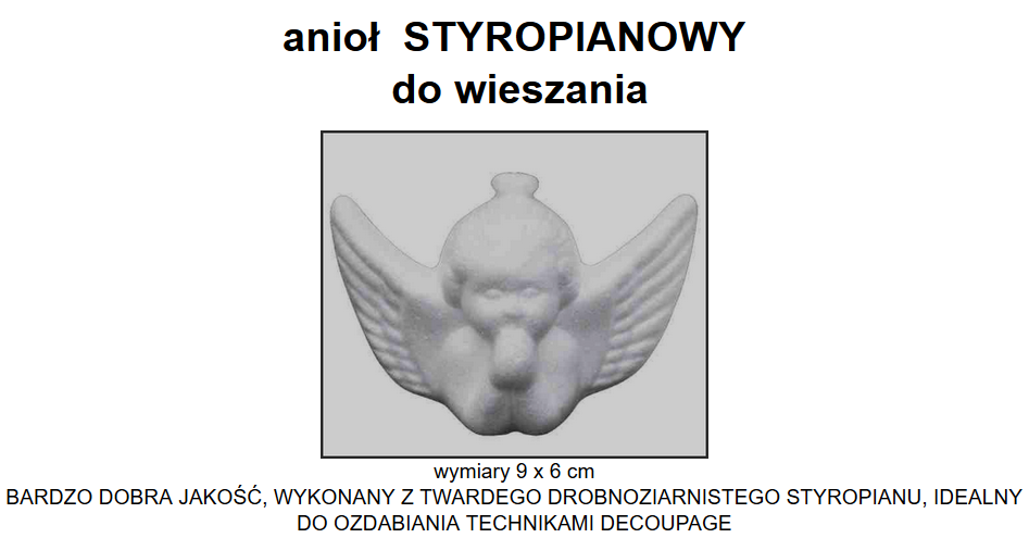 anioł STYROPIANOWY DO WIESZANIA Okazje inna brak