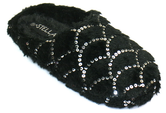 

ciepłe kapcie włochate puchate black 40