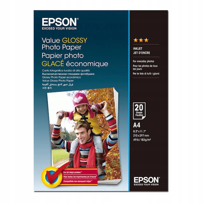 

Papier foto Epson Value Glossy A4 183g 20ark.