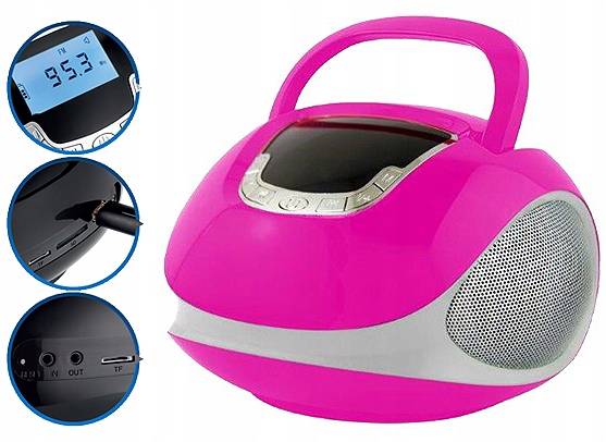 

Boombox Głośnik z Bluetooth Usb Sd Aux Fm różowy
