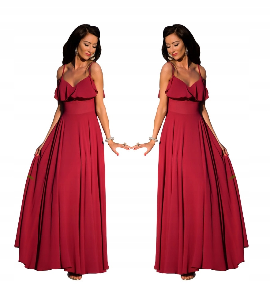 „Lija” Bordó Dlouhá Šifonová Šaty S
