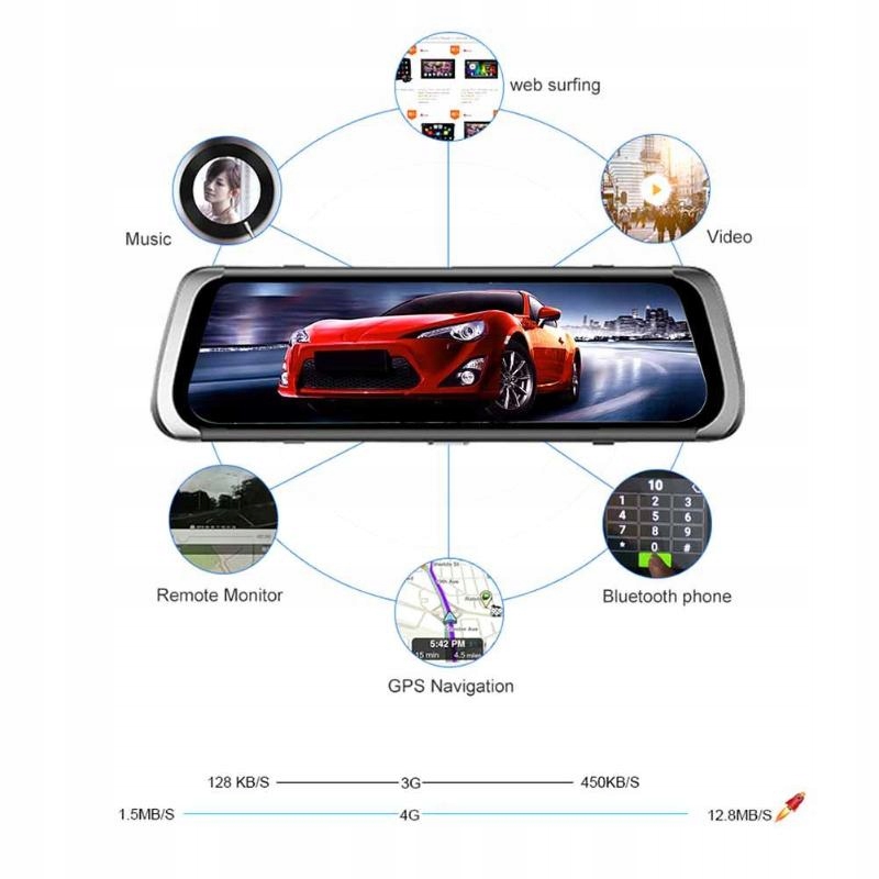 Newest 12 дюймов Android зеркало ADAS 4 г WiFi GPS