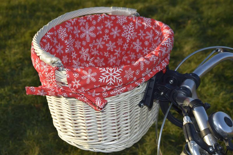 Prútený košík na BIKE klipsy BIELY + podšívka Určený do košíka na bicykel