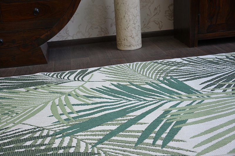 DYWAN PŁASKO TKANY JUTA 160x230 LIŚCIE PALMA #B653 Kształt Prostokąt