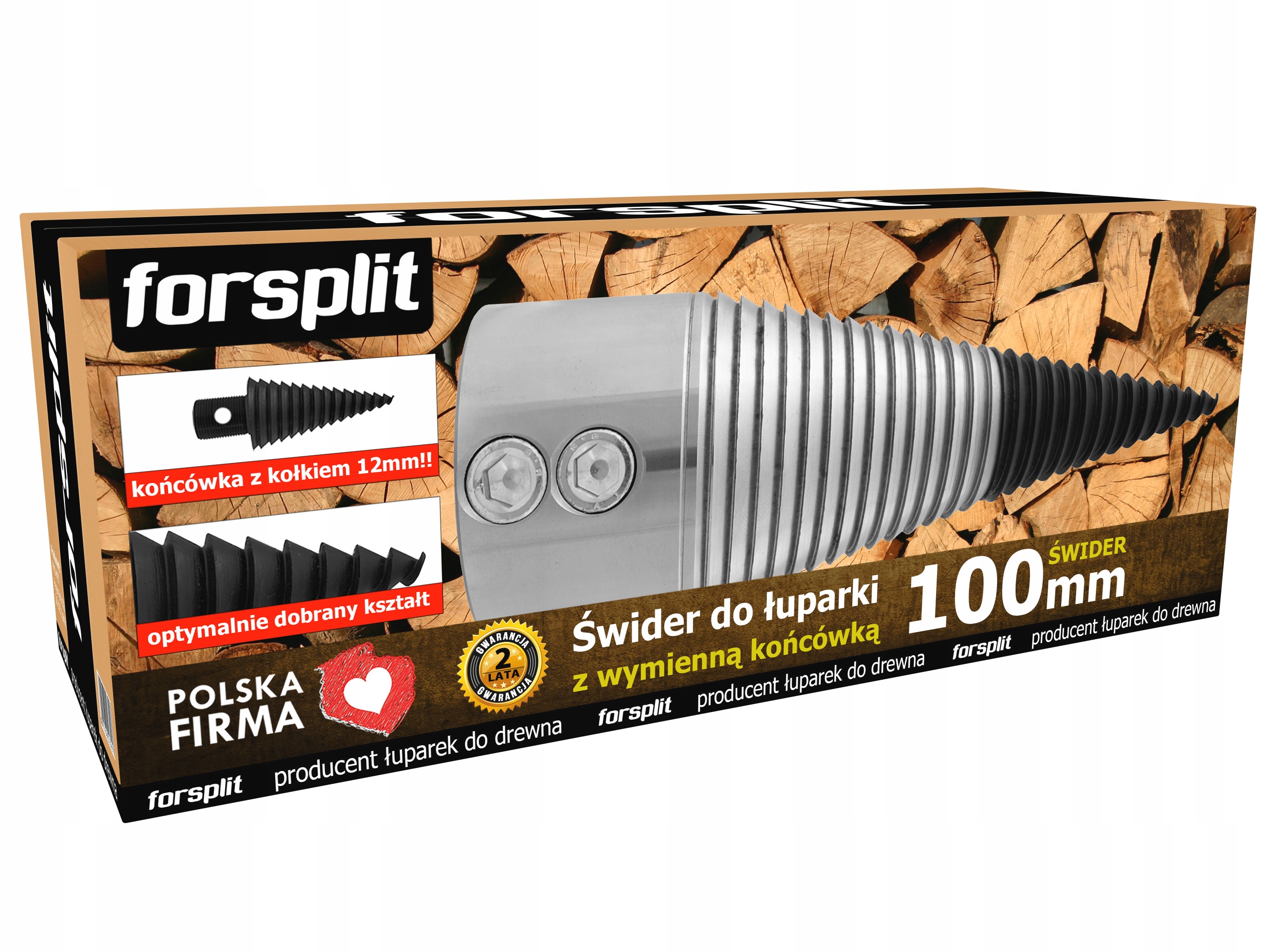 Vrták Na Dřevo 100 mm s hrotem! Štípačka Štípací kužel štěpkovač