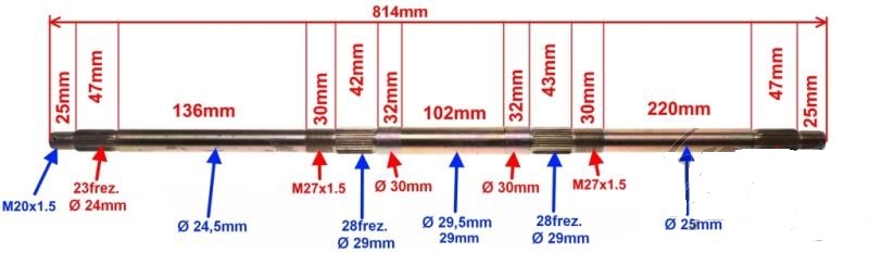 13331 - ATV 150 200 Башан - ось задняя Осина дл 81см Осина