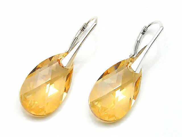 

Srebrne Kolczyki Migdał Swarovski Golden Shadow