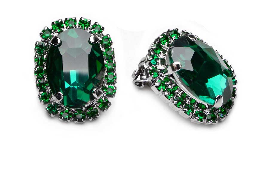 Clip-On Náušnice Smaragdovo Zelená Swarovski Elegantné Módne
