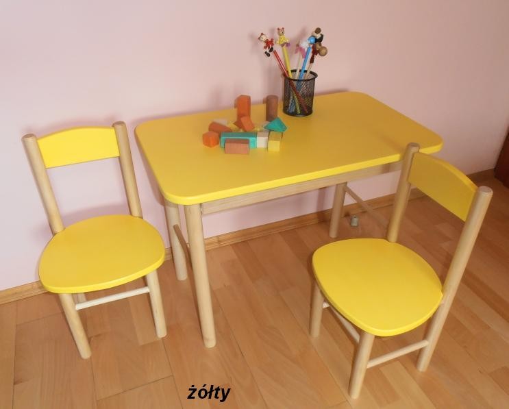 STOLIK + 2 KRZESEŁKA drewniane DLA DZIECI - KOLORY Marka inna