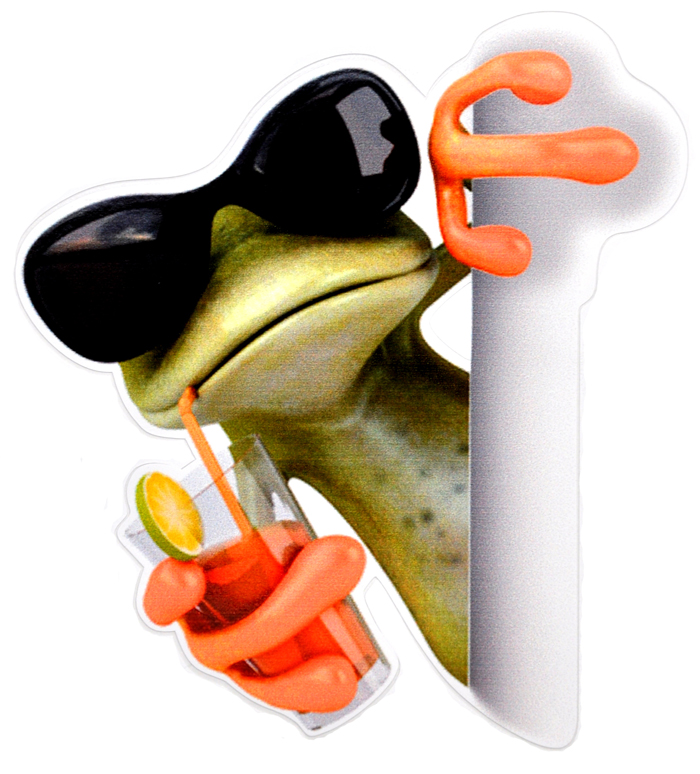 НАКЛЕЙКИ НАКЛЕЙКА ЛЯГУШКА КЕРМИТ С СТАКАНОМ СОКА НАПИТОК