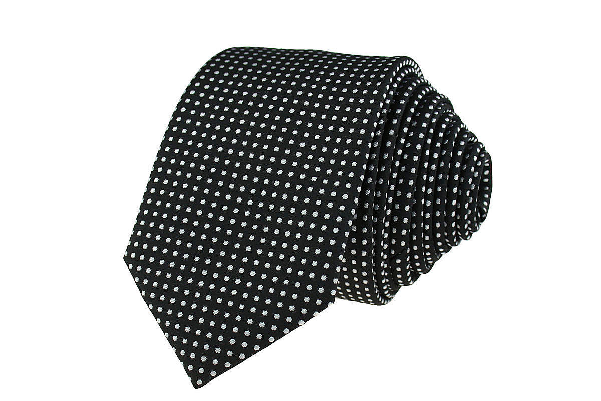 

Krawat Wąski Śledź Męski 6cm Czarny W Białe Kropki
