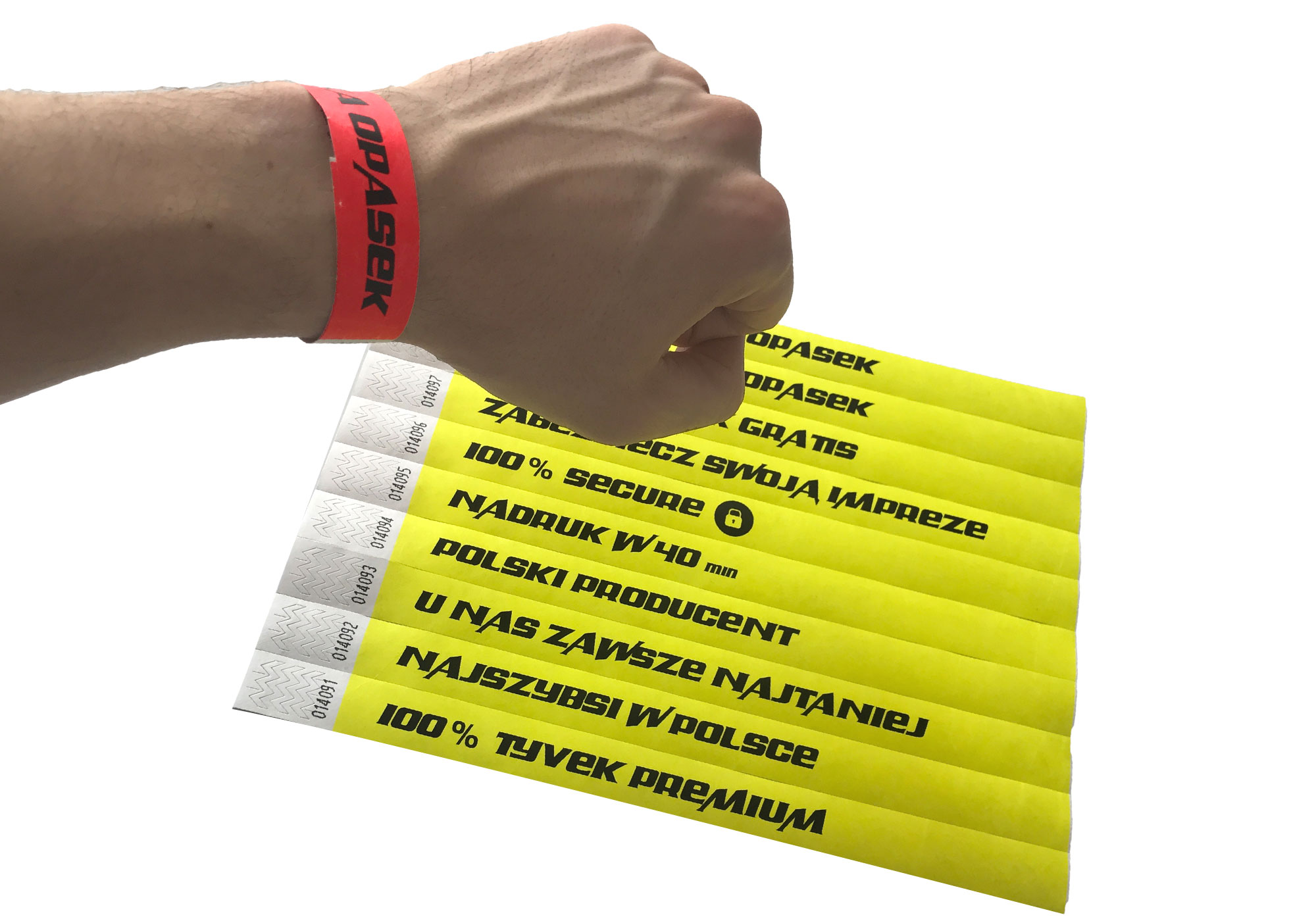 OPASKI PAPIEROWE IDENTYFIKACYJNE NA RĘKĘ TYVEK Z NADRUKIEM 1000 szt NADRUK Producent inny